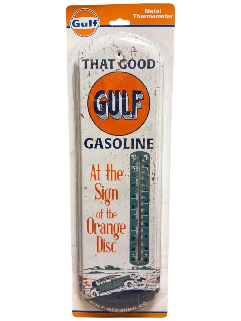 Gulf Gasoline Metal Wall Thermometer - New In Box - Indoor/Outdoor